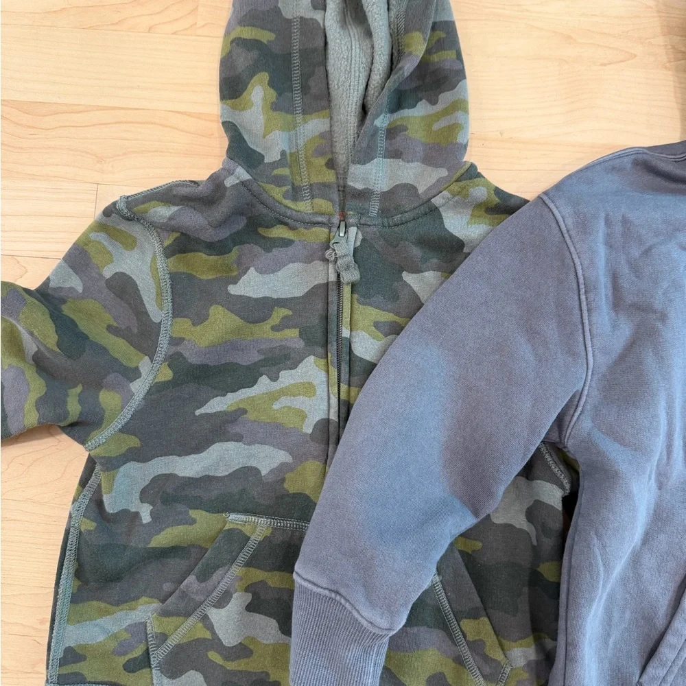 Target Kids Camouflage and Gray Zip-Up Hoodies